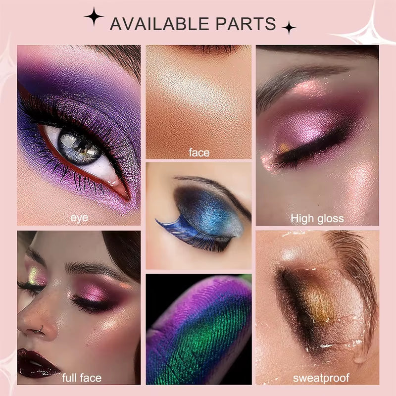12 Colors Chameleon Glitter Eyeshadow Long Lasting Pearlescent Glitter Shimmer Eye Shadow Colorful Eye Makeup Tint Cosmetics