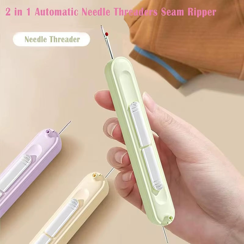 2 in 1 Upgraded Seam Ripper Needle Threader Seam Ripper Double End Design Colorful Sewing Needle Thread Unpicker Sewing Tools