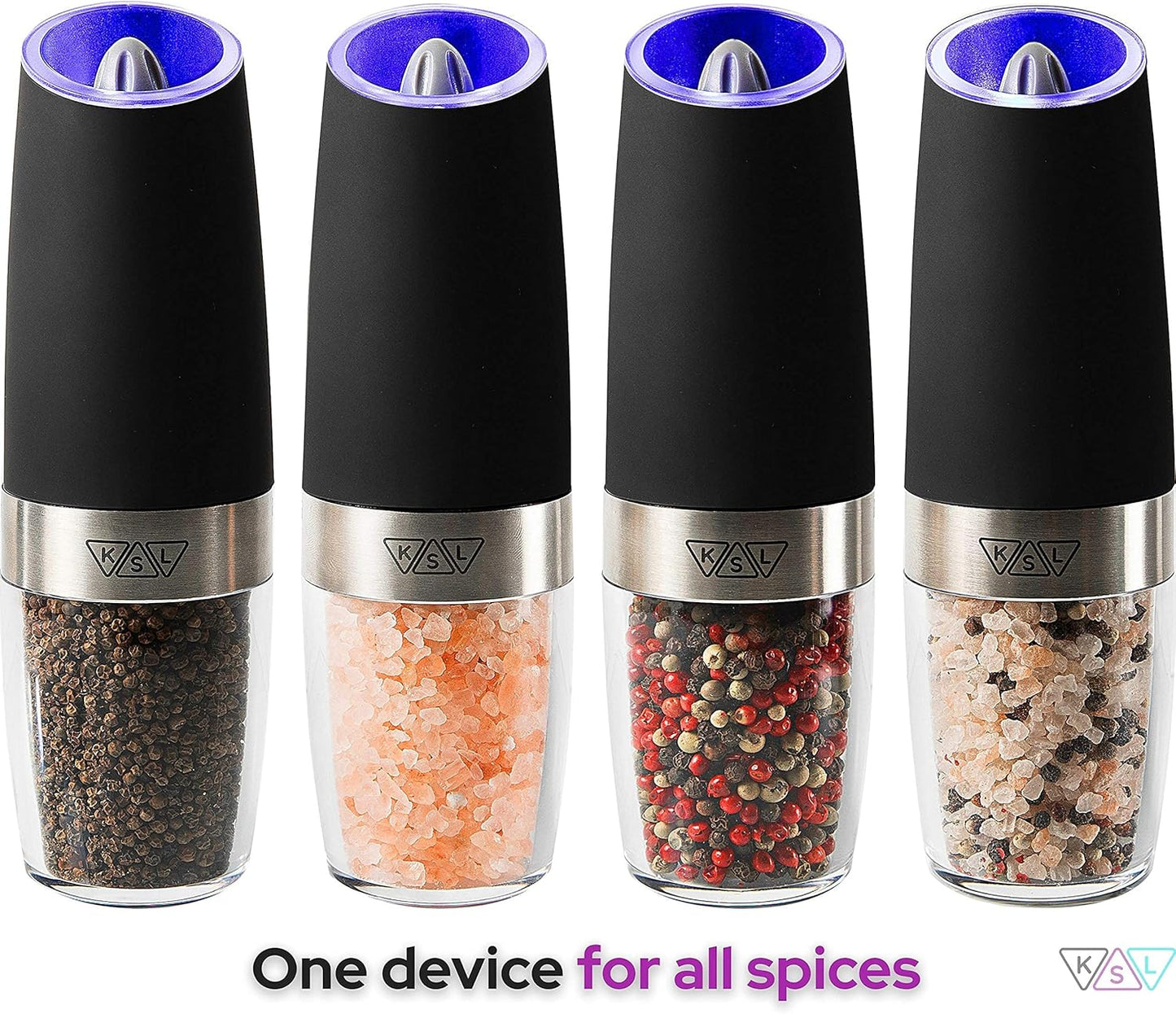 KSL Gravity Electric Salt and Pepper Grinder Set - Mother'S Day Gift - Adjustable Motorized Electrical Powered Auto Shakers-Automatic Power Mill-Automated Battery Electronic Crusher