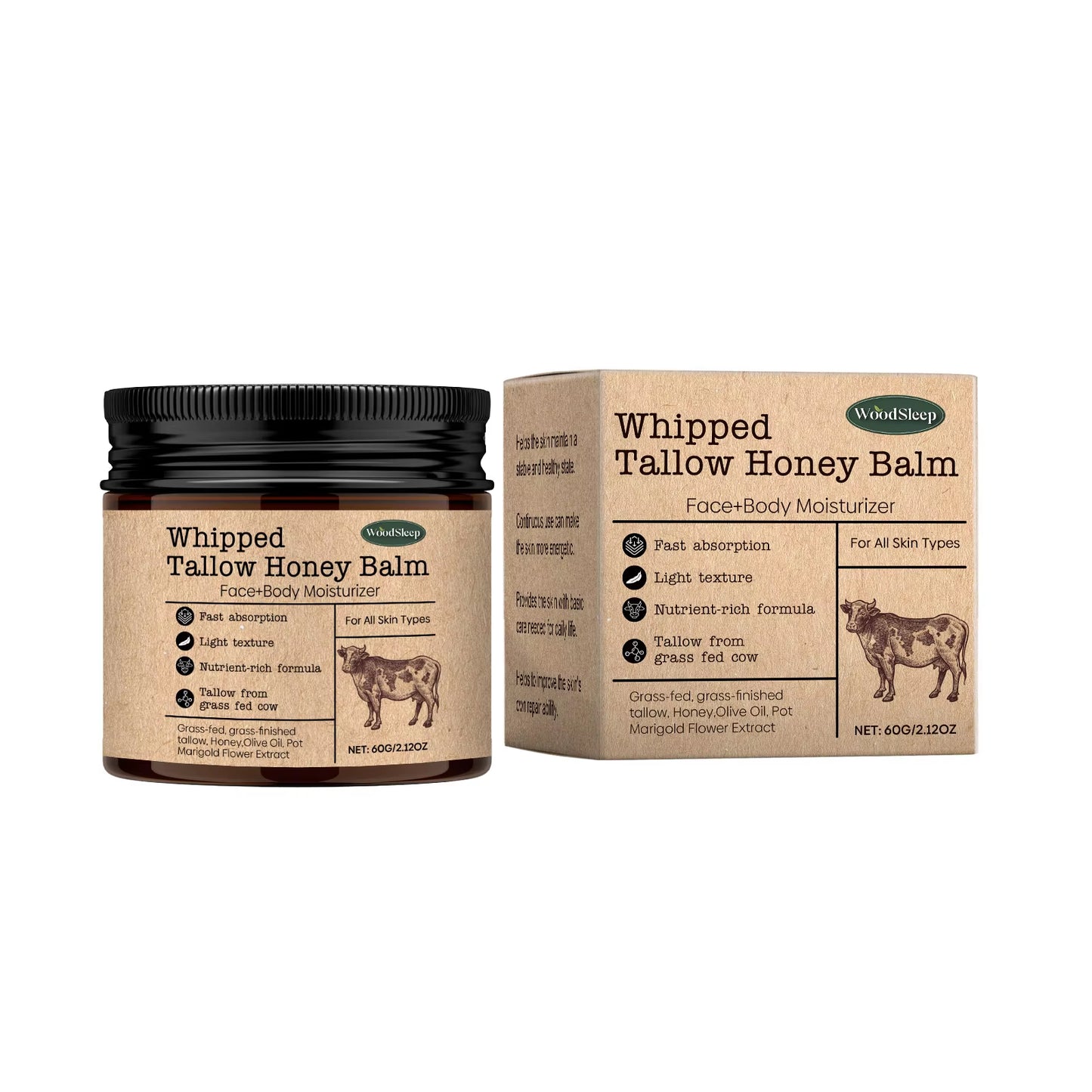 Whipped Beef Tallow Honey Balm Skin Rejuvenating Lightening Dark Skin Improve Rough Dryness Non Greasy Body Moisturizer Cream