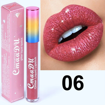 Diamond Shinny Lip Gloss Lips Makeup Cosmetics Glitter Liquid Lipstick Shimmer Matte Maquiagem Mate Batom Lipgloss