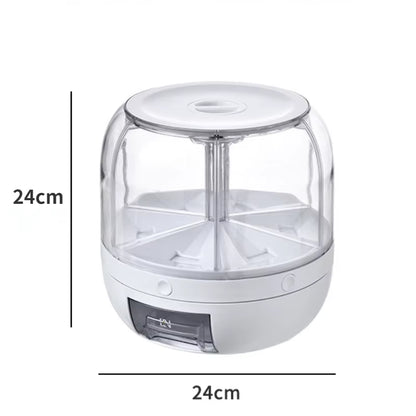 6KG Rotatable 360 Degree Rice Dispenser Sealed Dry Grain Bucket Dispenser Moisture-Proof Kitchen Food Container Storage Box